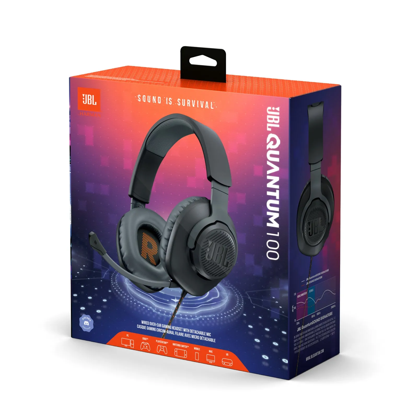 JBL Quantum100 Gaming-Wired Over-Ear - Black