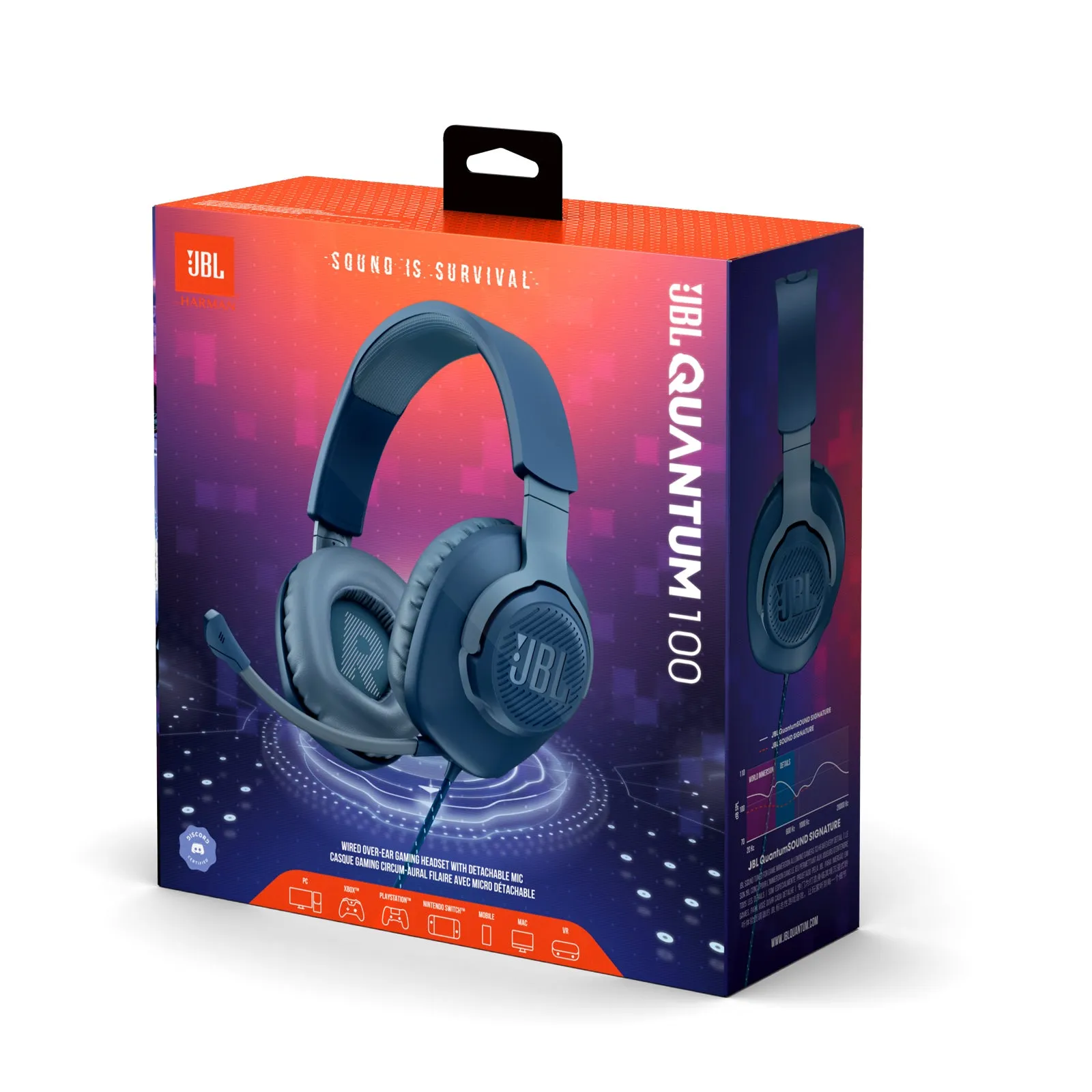 JBL Quantum100 Gaming-Wired Over-Ear - Blue