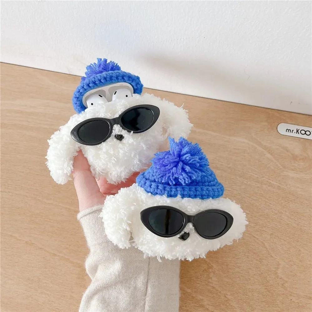Kawaii Cool Dog Plush AirPods Case