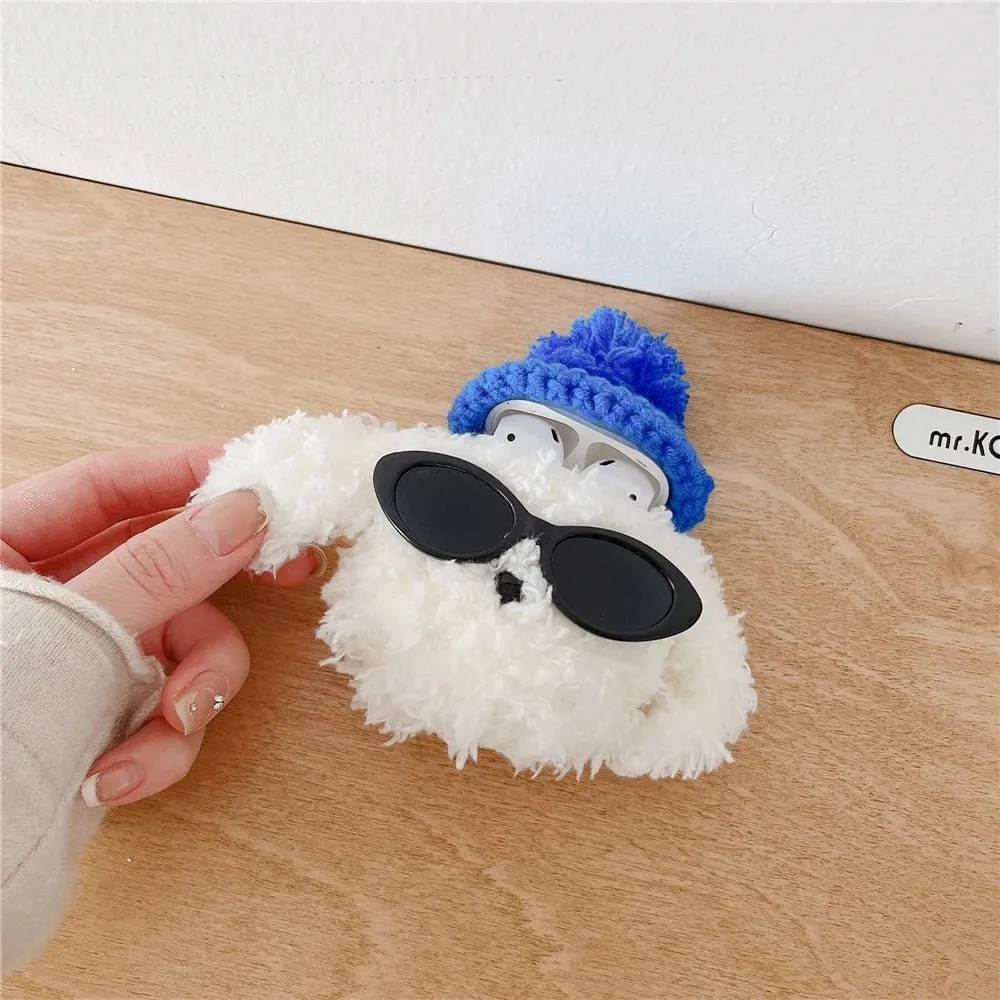 Kawaii Cool Dog Plush AirPods Case