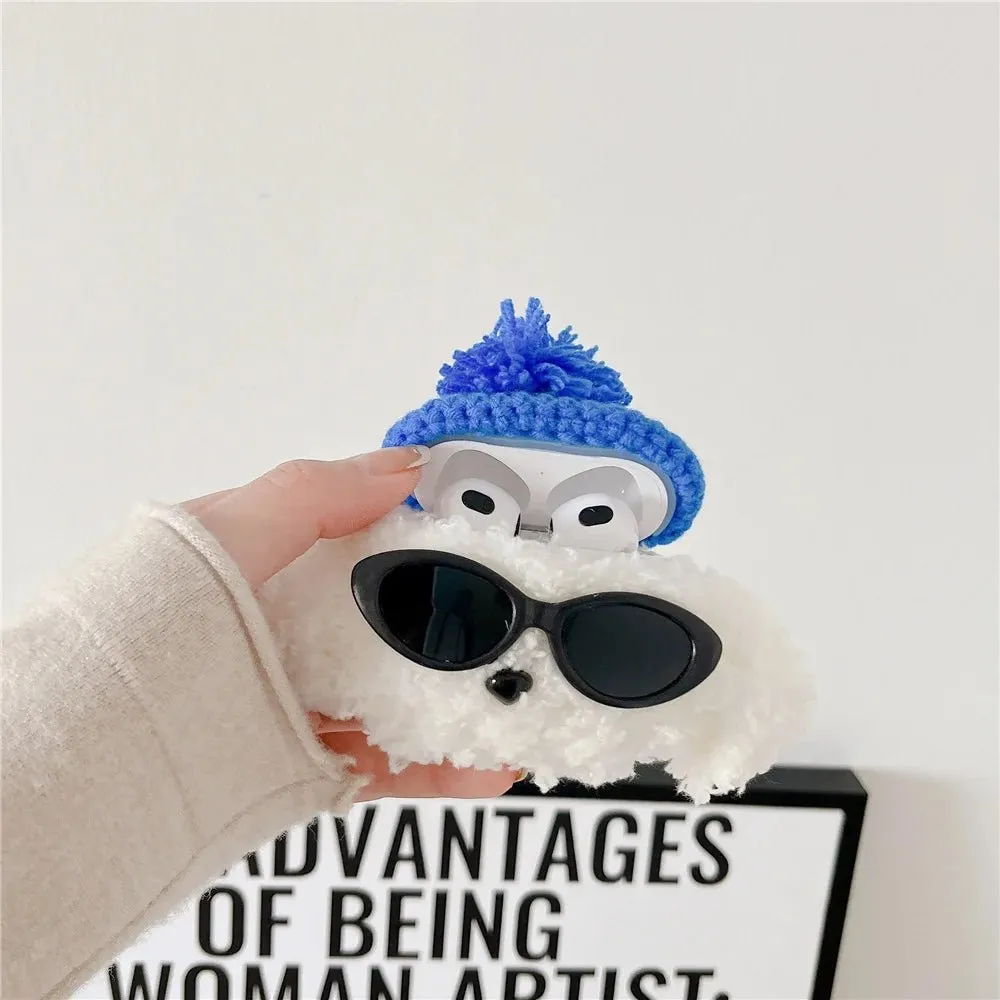 Kawaii Cool Dog Plush AirPods Case