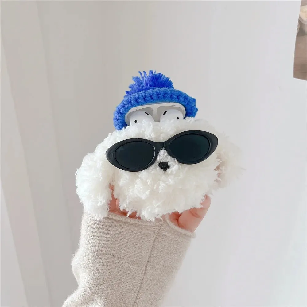 Kawaii Cool Dog Plush AirPods Case