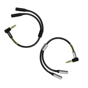 L-Shape Dual 3.5 mm Jack Audio Splitter Cable Nylon Braided