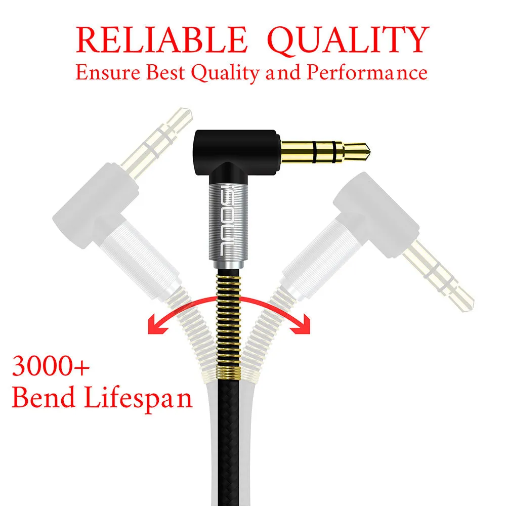 L-Shape Dual 3.5 mm Jack Audio Splitter Cable Nylon Braided