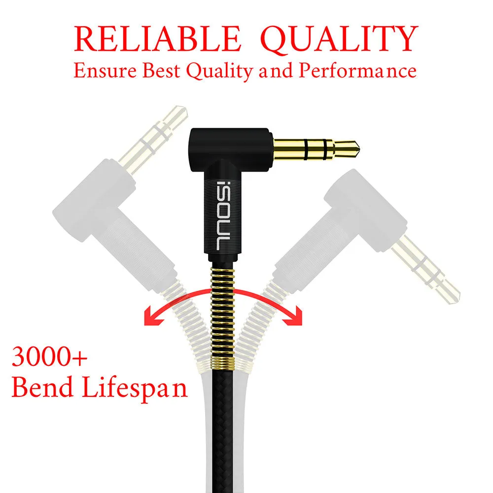 L-Shape Dual 3.5 mm Jack Audio Splitter Cable Nylon Braided