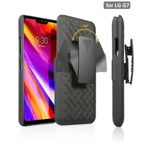 LG G7 ThinQ Case,  Triple Protection 3-1 w/ Built in Screen Protector Heavy Duty Holster Shell Combo Case - Black