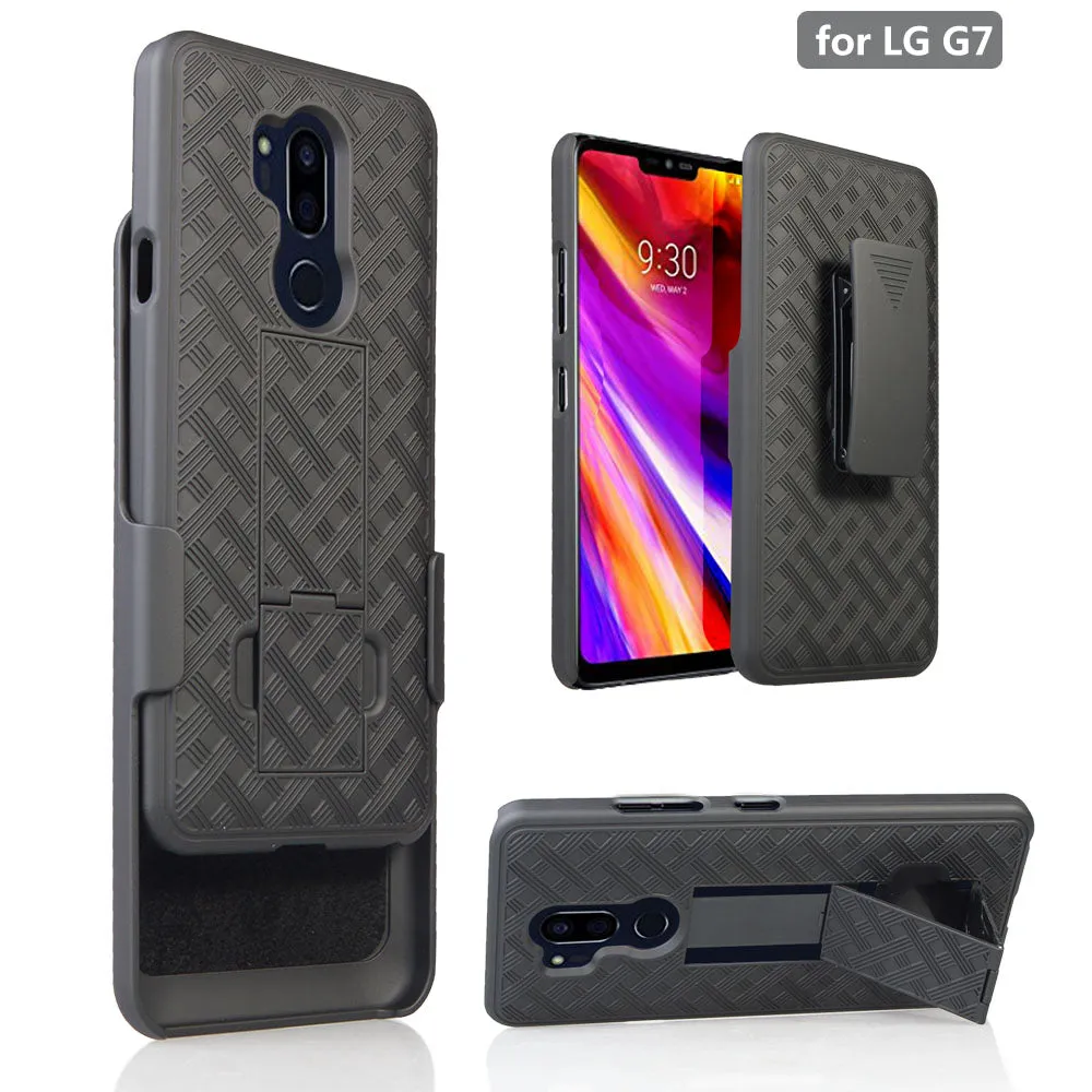 LG G7 ThinQ Case,  Triple Protection 3-1 w/ Built in Screen Protector Heavy Duty Holster Shell Combo Case - Black