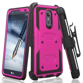 LG Stylo 4 Case, Stylo 4 Plus, Q Stylus, Triple Protection 3-1 w/ Built in Screen Protector Heavy Duty Holster Shell Combo Case - Purple