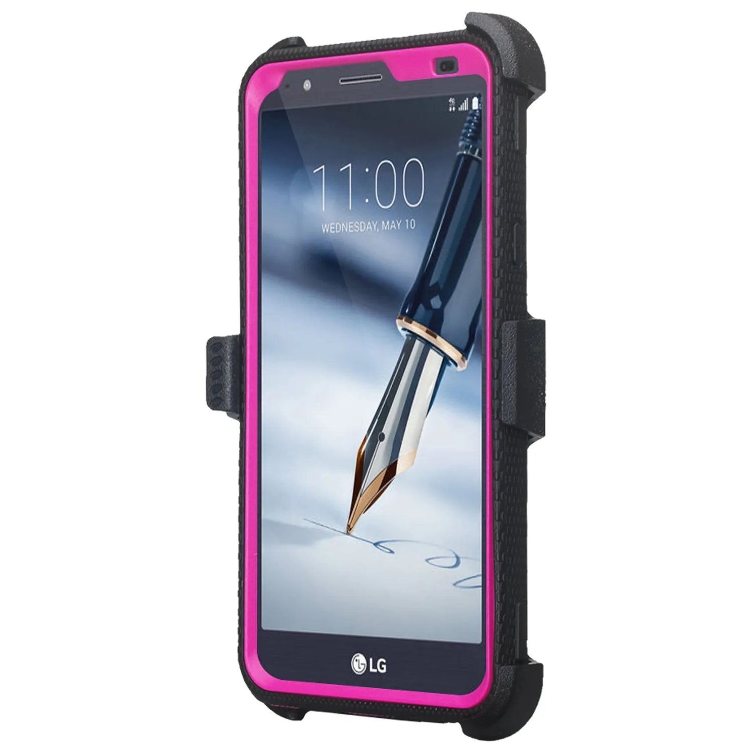 LG Stylo 4 Case, Stylo 4 Plus, Q Stylus, Triple Protection 3-1 w/ Built in Screen Protector Heavy Duty Holster Shell Combo Case - Purple