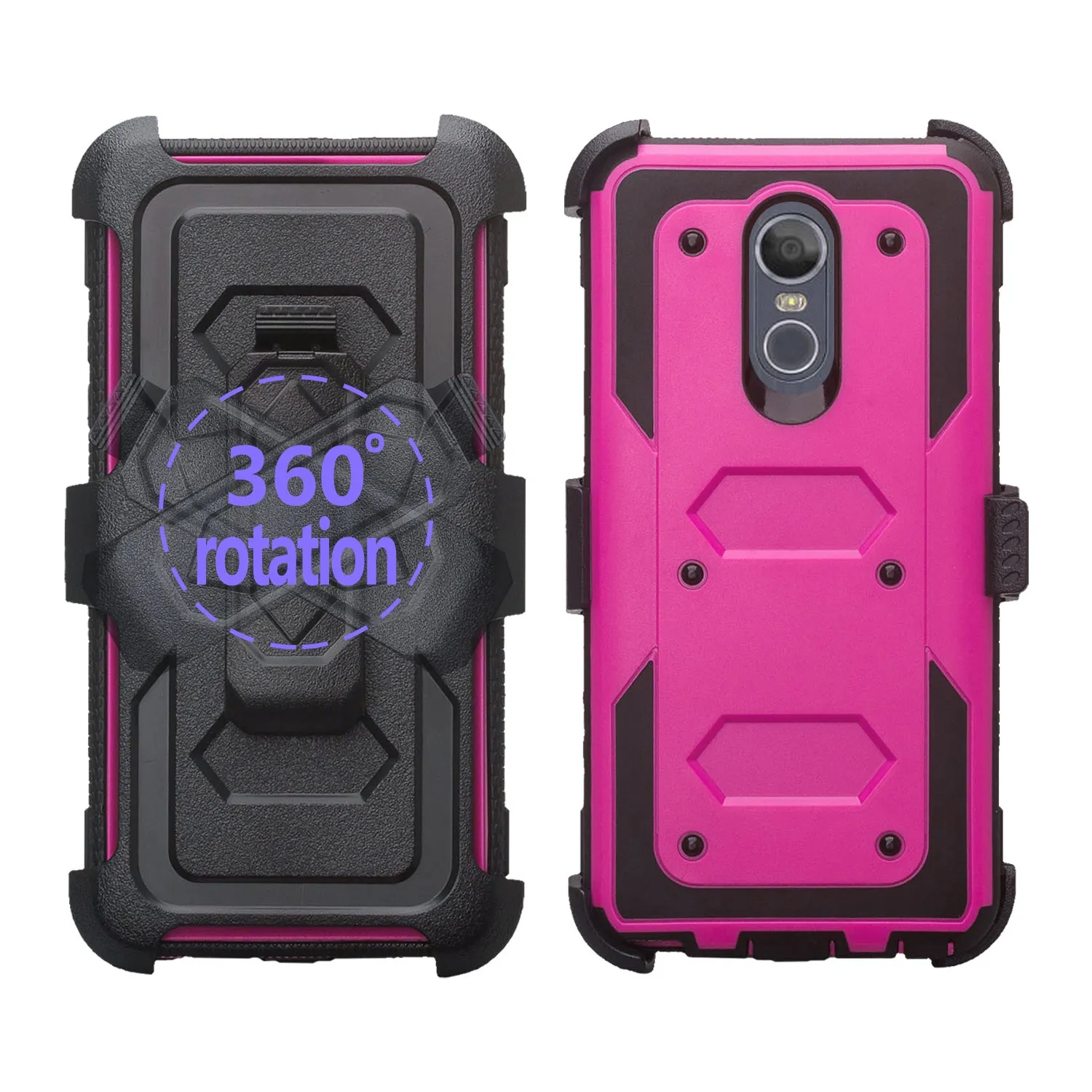 LG Stylo 4 Case, Stylo 4 Plus, Q Stylus, Triple Protection 3-1 w/ Built in Screen Protector Heavy Duty Holster Shell Combo Case - Purple