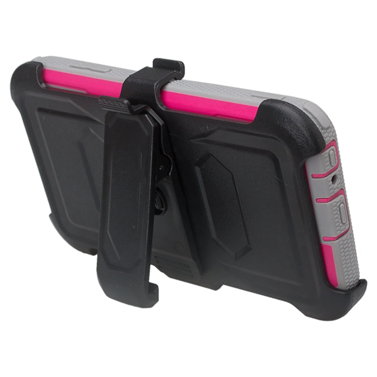 LG X Power 2 Case, LG X Charge, LG Fiesta 2, Fiesta, LG K10 Power, Triple Protection 3-1 w/ Built in Screen Protector Heavy Duty Holster Shell Combo Clip Case Cover - Hot Pink