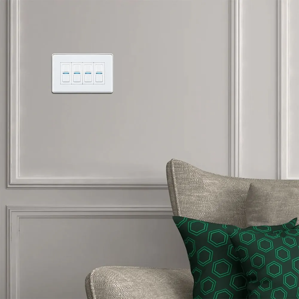 Lightwave LP24WH MK2 Smart Dimmer, 4 Gang, Works with Alexa, Google Assistant, HomeKit, iOS & Android Compatible - White Metal