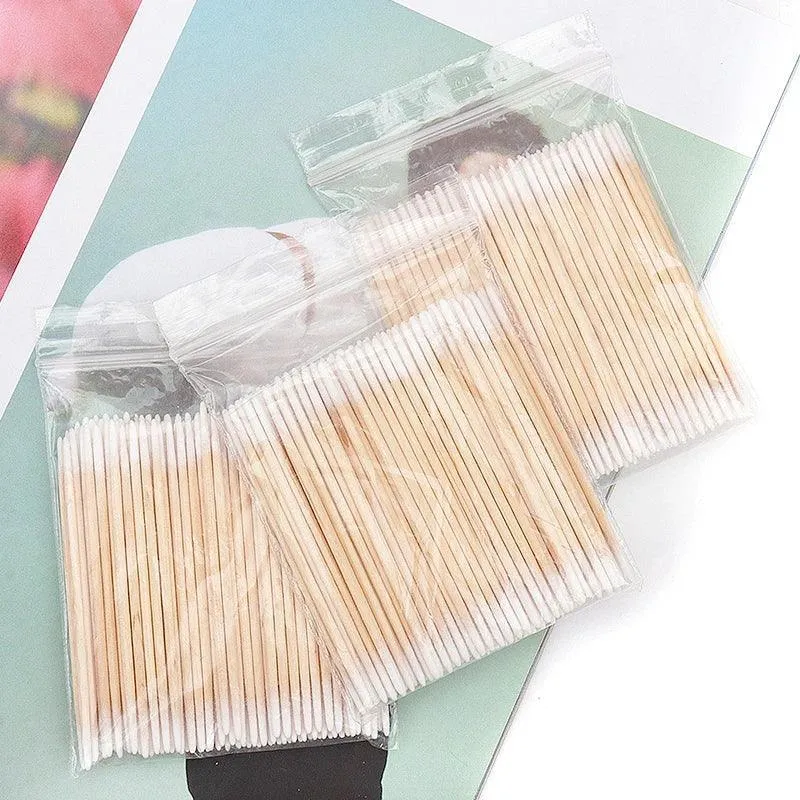 Makeup Cotton Swabs, Double-Headed, Premium Wood, Versatile, Portable, Available in 100/300 Packs, Ideal for Beauty and Cleaning