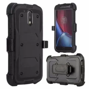 Moto G4 (4th Gen) Case | Moto G4 Plus Case, [Shock/Impact Resistant] Heavy Duty Holster Shell Combo Case Cover for Moto G4/G4 Plus - Black