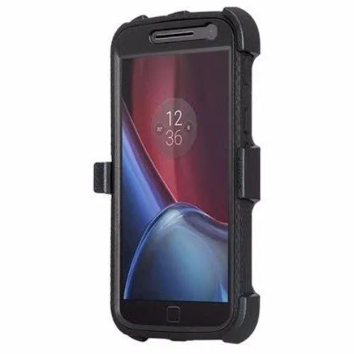 Moto G4 (4th Gen) Case | Moto G4 Plus Case, [Shock/Impact Resistant] Heavy Duty Holster Shell Combo Case Cover for Moto G4/G4 Plus - Black