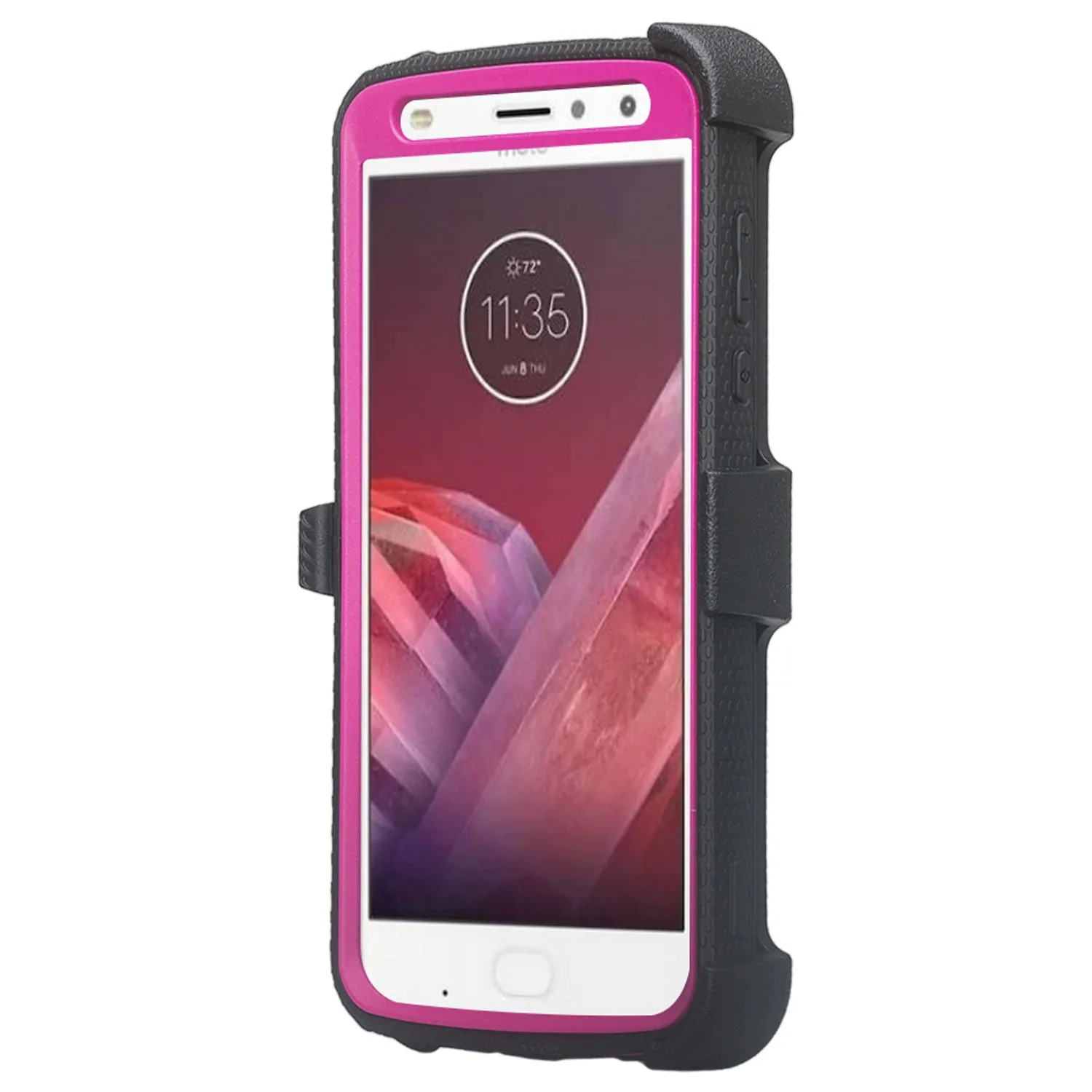 Motorola Moto Z2 Play Case,  Triple Protection 3-1 w/ Built in Screen Protector Heavy Duty Holster Shell Combo Case - Purple