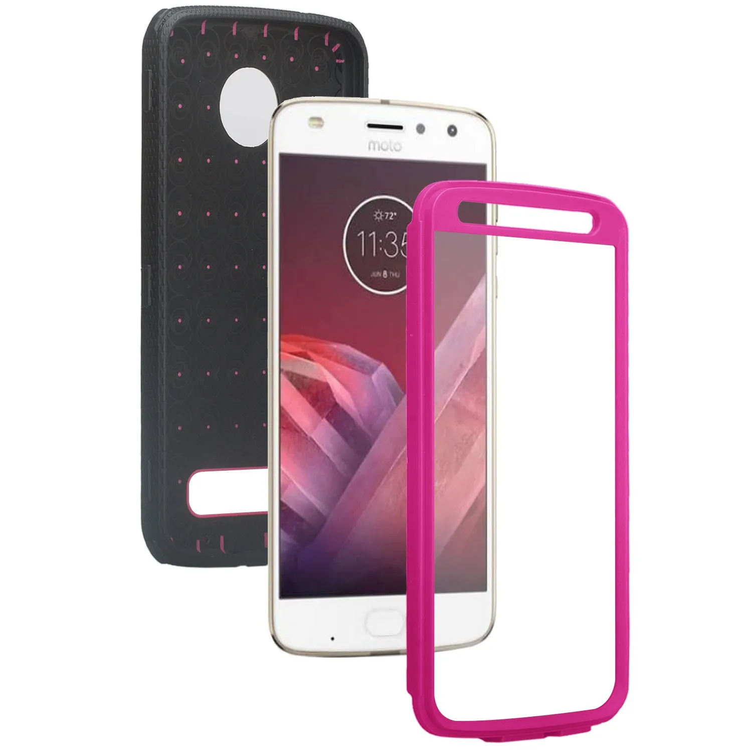 Motorola Moto Z2 Play Case,  Triple Protection 3-1 w/ Built in Screen Protector Heavy Duty Holster Shell Combo Case - Purple