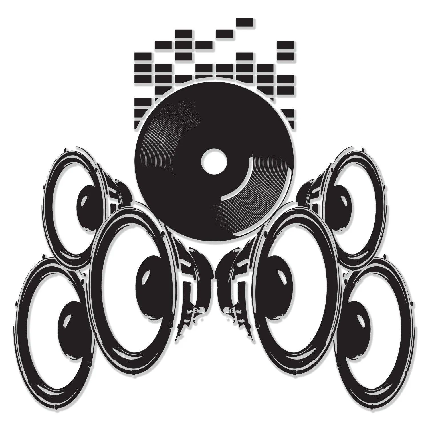 Music Speakers Wall Vinyl Sticker - Radio Art Waterproof Removable Loudspeaker Decal