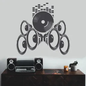 Music Speakers Wall Vinyl Sticker - Radio Art Waterproof Removable Loudspeaker Decal