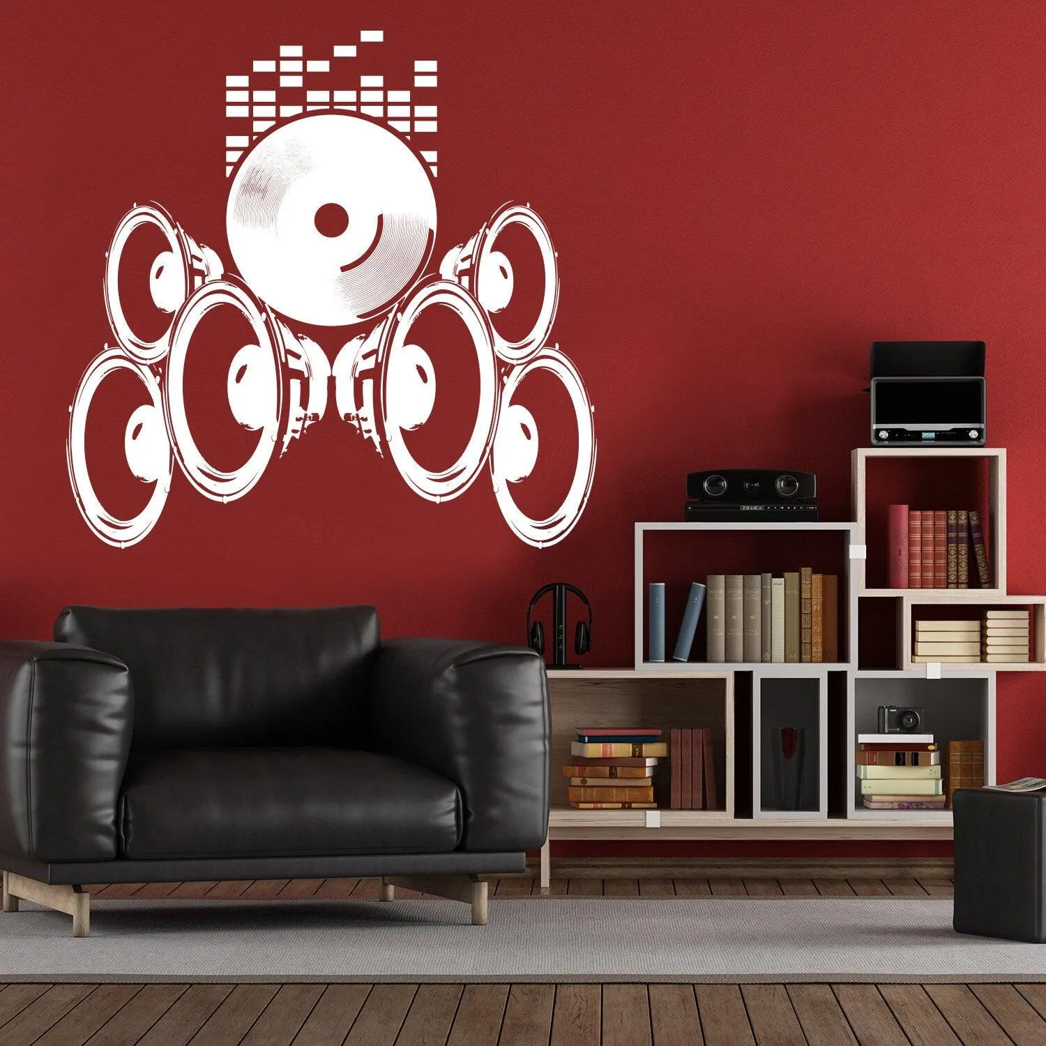 Music Speakers Wall Vinyl Sticker - Radio Art Waterproof Removable Loudspeaker Decal