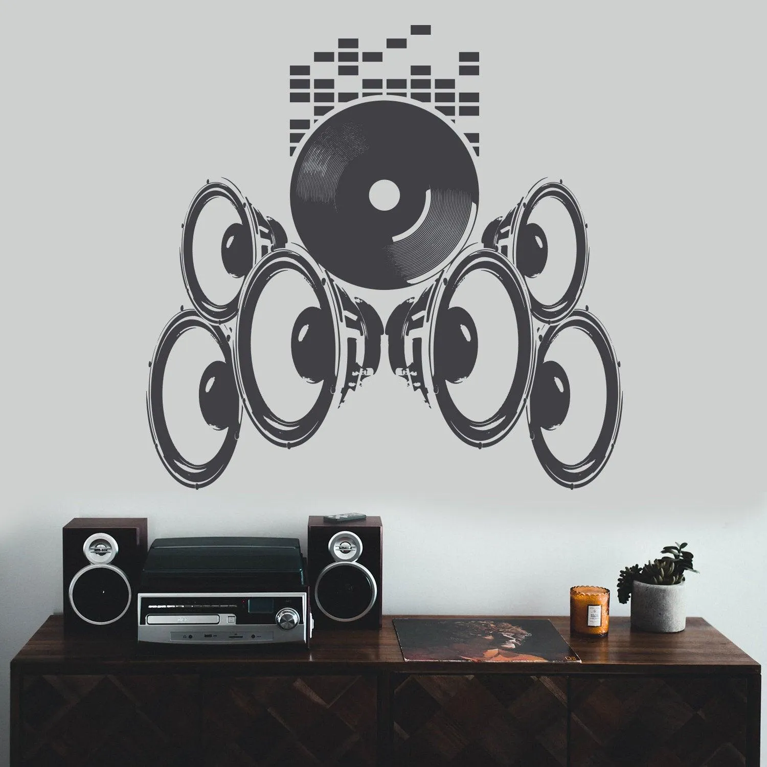 Music Speakers Wall Vinyl Sticker - Radio Art Waterproof Removable Loudspeaker Decal