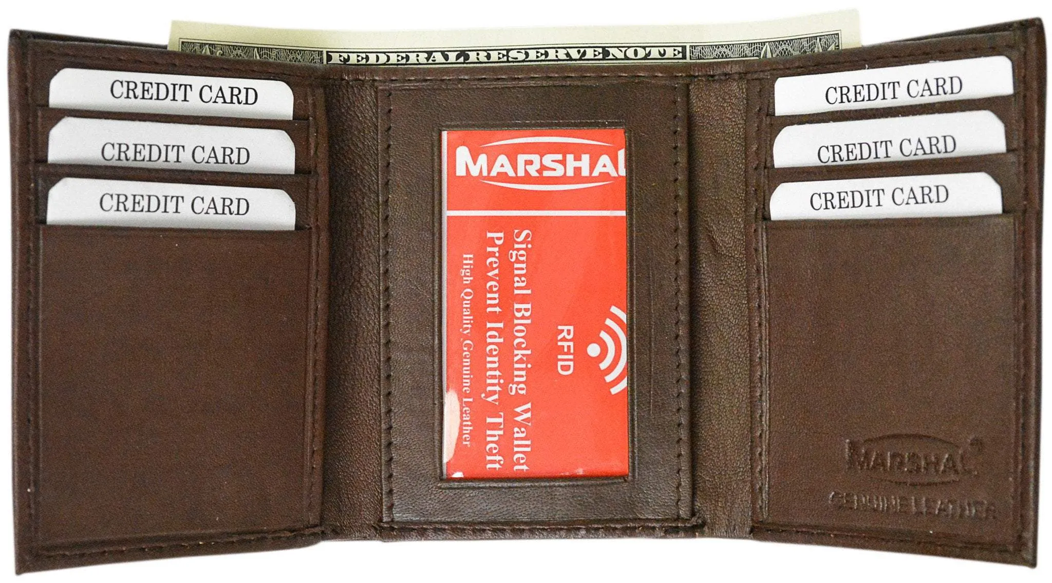 New RFID Blocking Men's Genuine Soft Lamb Leather Slim ID Card Holder Trifold Wallet RFID 55 BOX (C)