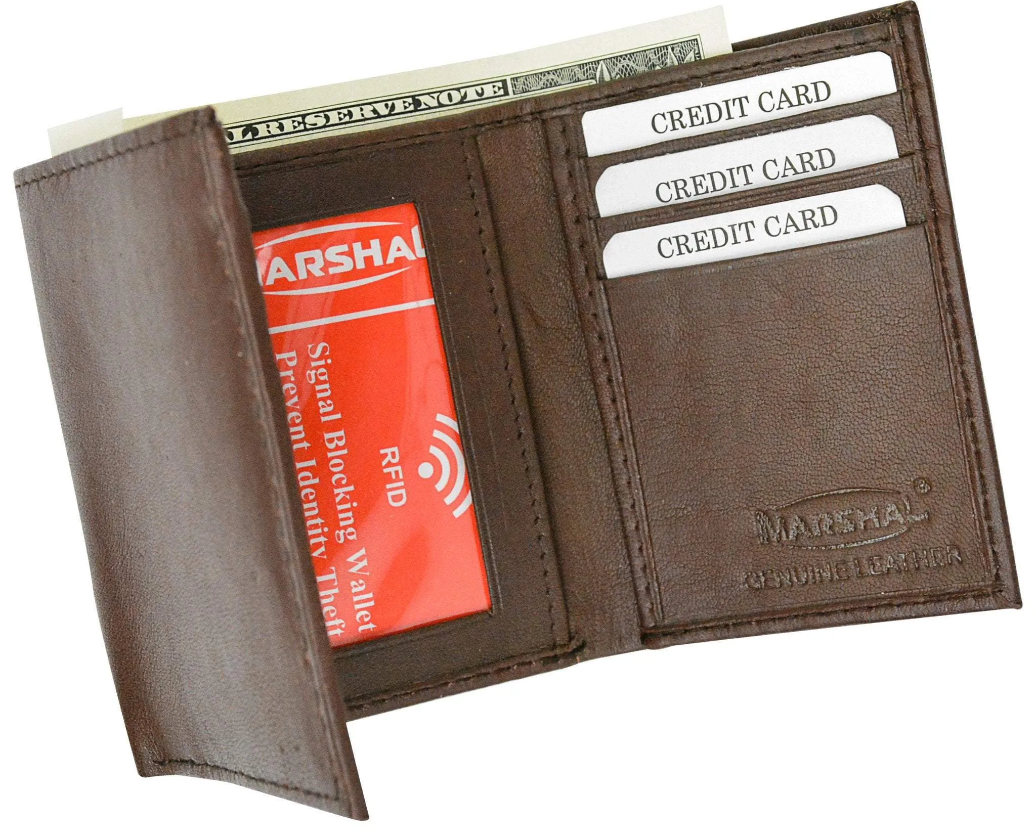 New RFID Blocking Men's Genuine Soft Lamb Leather Slim ID Card Holder Trifold Wallet RFID 55 BOX (C)