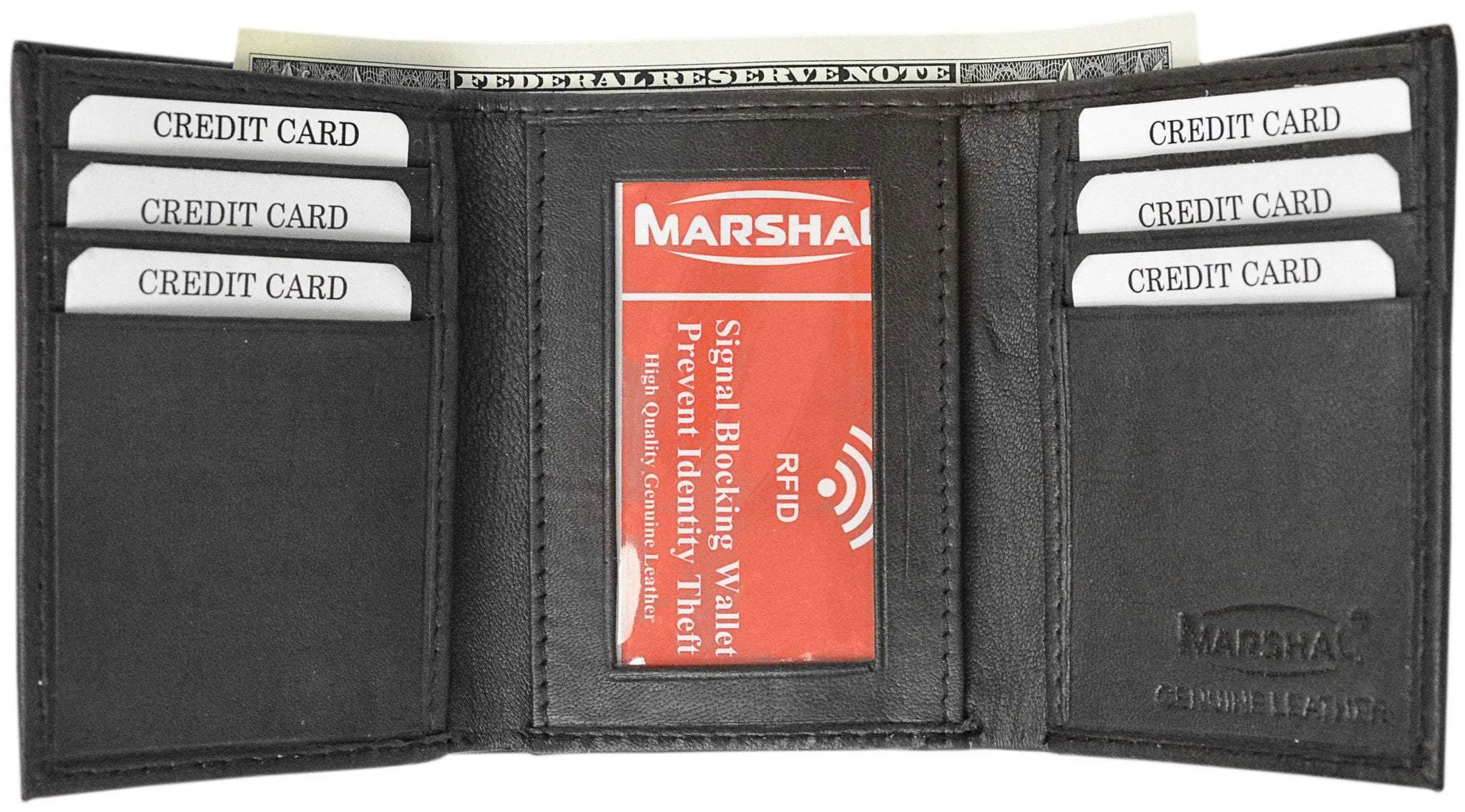 New RFID Blocking Men's Genuine Soft Lamb Leather Slim ID Card Holder Trifold Wallet RFID 55 BOX (C)