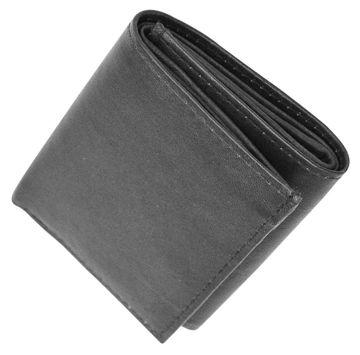 New RFID Blocking Men's Genuine Soft Lamb Leather Slim ID Card Holder Trifold Wallet RFID 55 BOX (C)