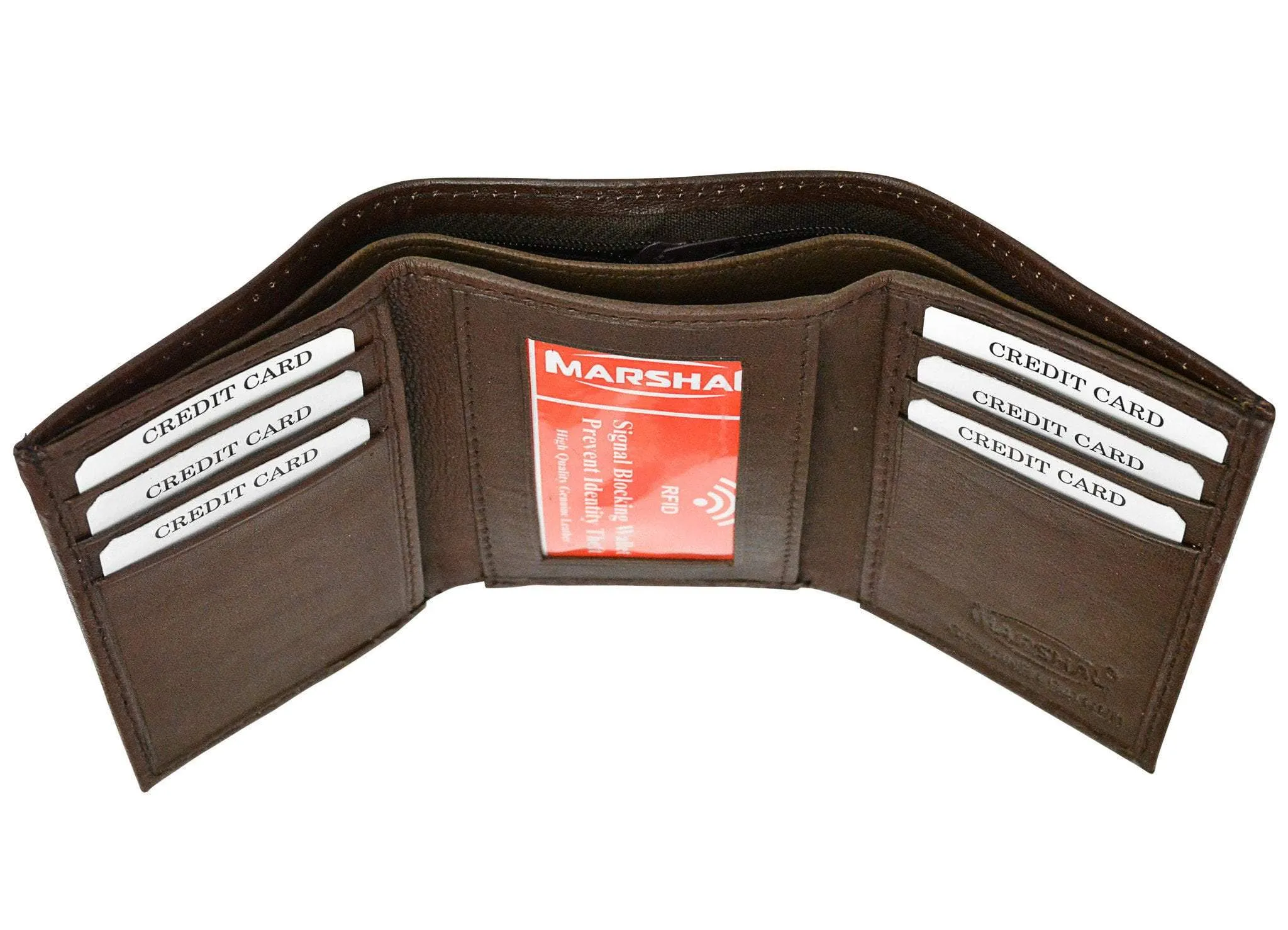 New RFID Blocking Men's Genuine Soft Lamb Leather Slim ID Card Holder Trifold Wallet RFID 55 BOX (C)