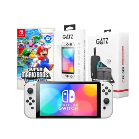 Nintendo Switch Oled White   Screen Protector   Mario Wonder   Gatz Reversible Bag