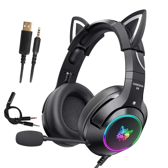 ONIKUMA K9 RGB Stereo Gaming Headset with Cat Ears for PS4, Xbox, PC and Switch