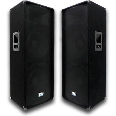 Pair of Dual 15" PA Speakers, Pair of Powered 18" Subs, and Cables
