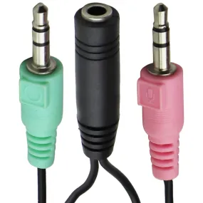PC Audio Breakout (Speaker and Microphone) Cable for Headsets - Black/Pink/Green