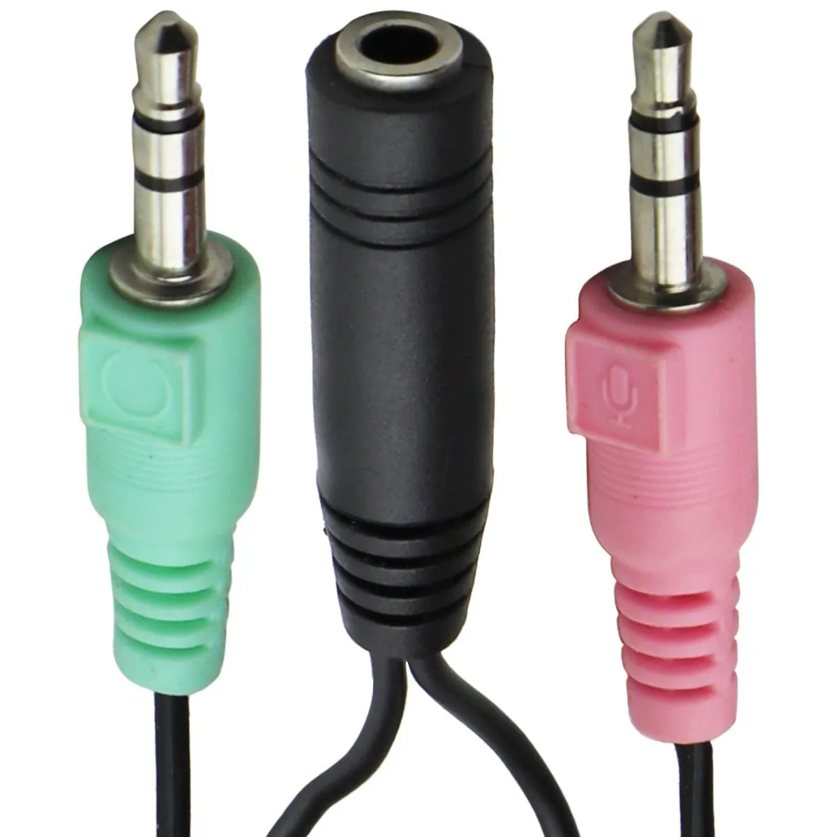 PC Audio Breakout (Speaker and Microphone) Cable for Headsets - Black/Pink/Green