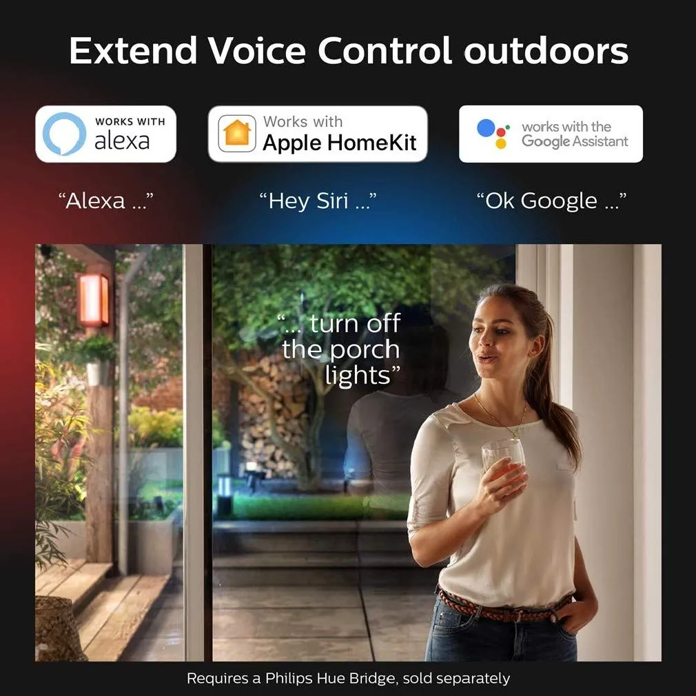 Philips Hue Econic White and Colour Ambiance Led Smart Garden Wall Light [Down Lantern], Works with Alexa, Google Assistant and Apple Homekit