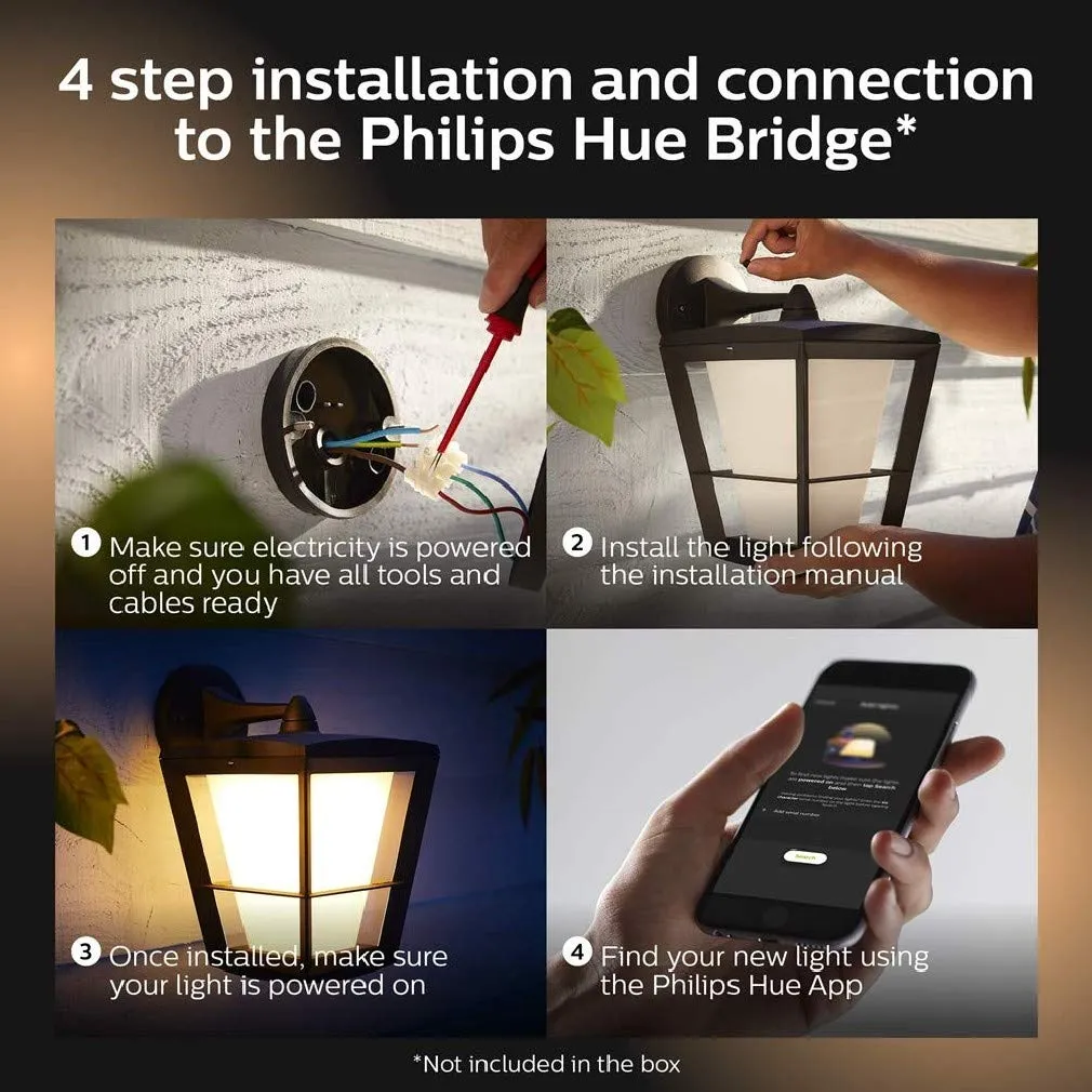 Philips Hue Econic White and Colour Ambiance Led Smart Garden Wall Light [Down Lantern], Works with Alexa, Google Assistant and Apple Homekit