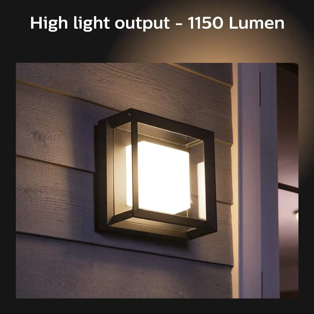 Philips Hue Econic White and Colour Ambiance Led Smart Garden Wall Light [Square Porch Light], Works with Alexa, Google Assistant and Apple Homekit