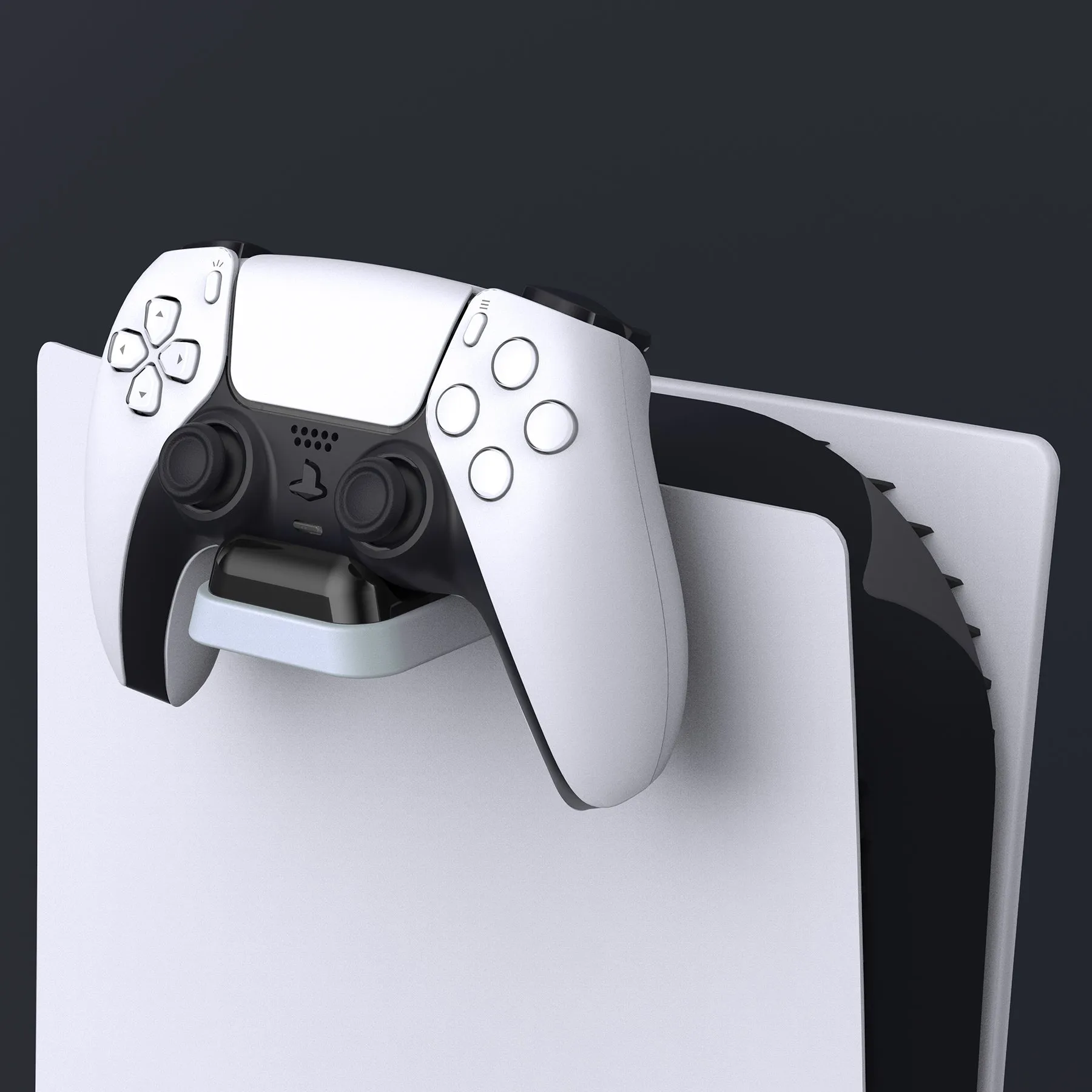 PlayVital Universal Game Controller Wall Mount for ps5 & Headset, Wall Stand for Xbox Series Controller, Wall Holder for Nintendo Switch Pro Controller, Dedicated Console Hanger Mode for ps5 - Black & White - PFPJ069