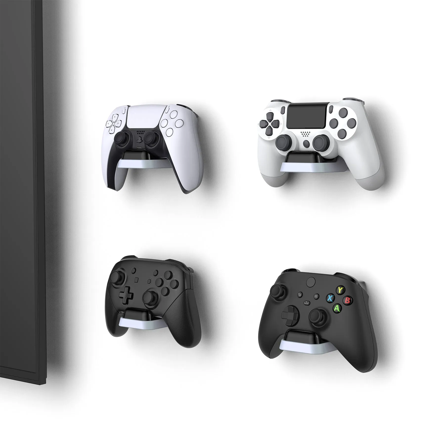 PlayVital Universal Game Controller Wall Mount for ps5 & Headset, Wall Stand for Xbox Series Controller, Wall Holder for Nintendo Switch Pro Controller, Dedicated Console Hanger Mode for ps5 - Black & White - PFPJ069