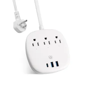 Power Strip with 3 Outlet & 3 USB - 6 FT Cord with Low Profile Flat Plug BN-LINK