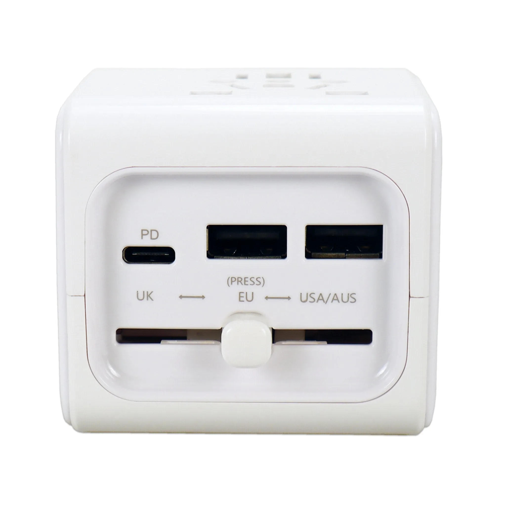QVS PA-C5 Premium World Travel Power Adapter with USB-C & Dual-USB Charger Ports