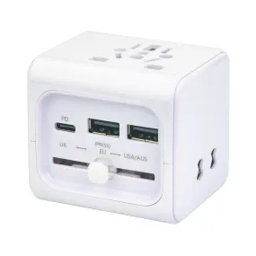 QVS PA-C5 Premium World Travel Power Adapter with USB-C & Dual-USB Charger Ports