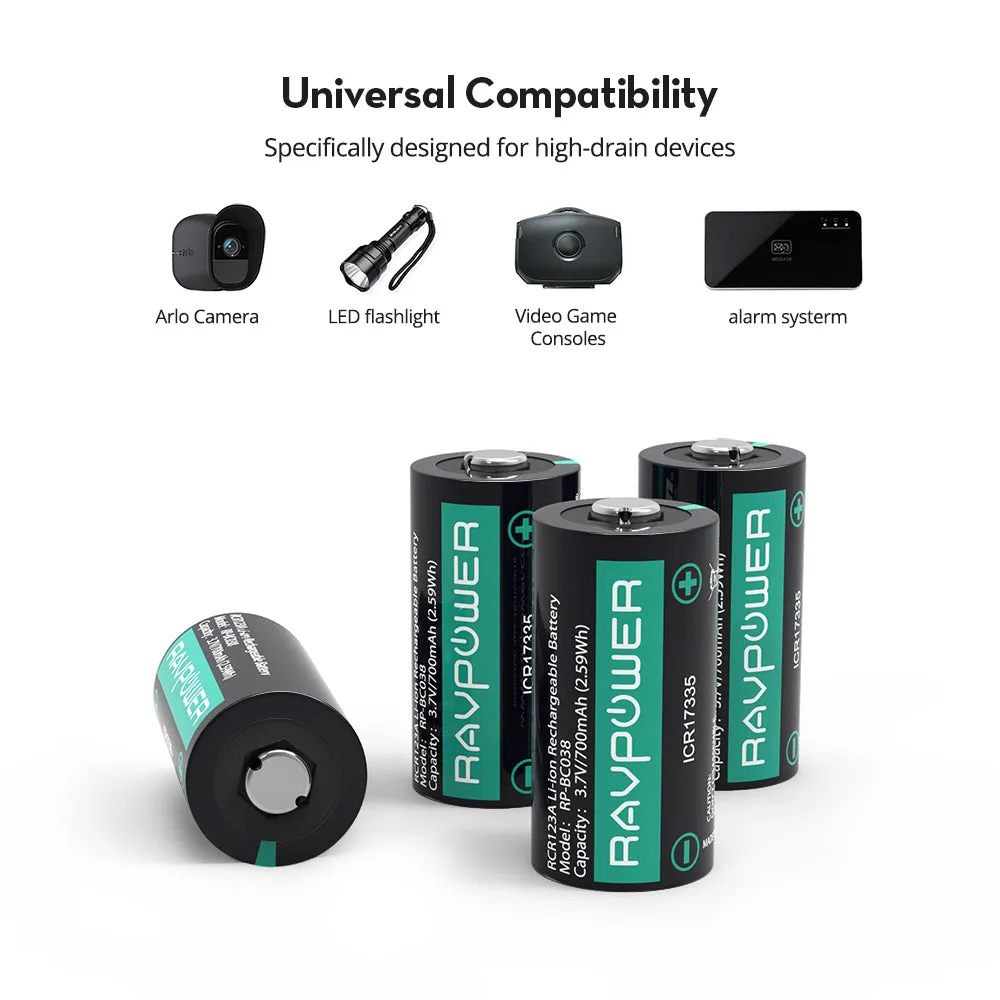 RCR123A Rechargeable Battery With a USB Cable