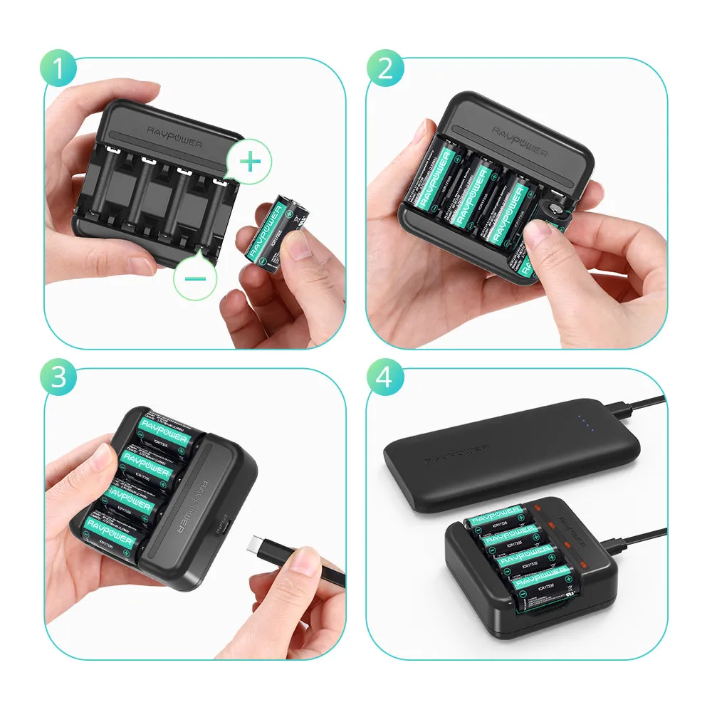 RCR123A Rechargeable Battery With a USB Cable