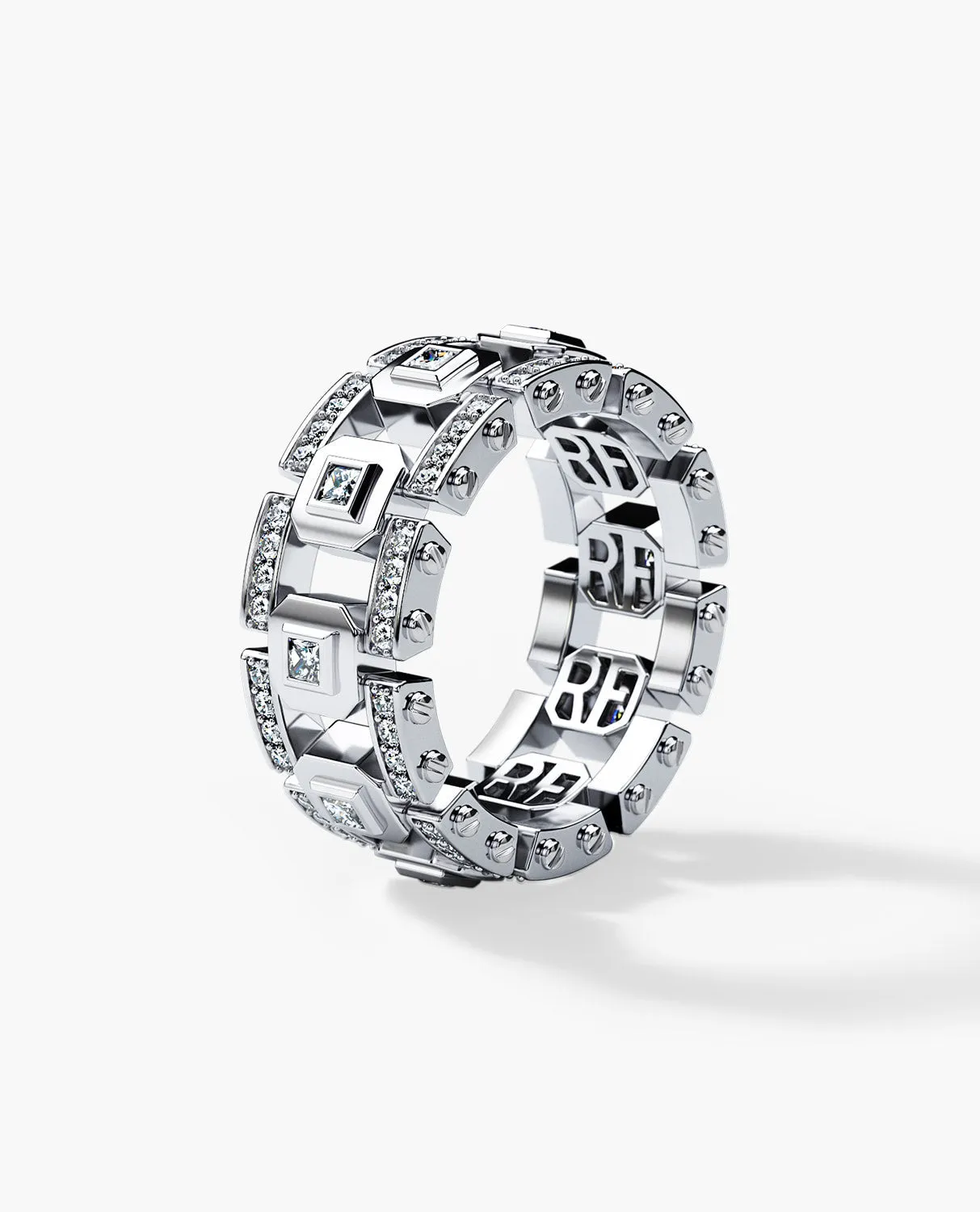 Ready to Ship - LA PAZ Platinum Ring with 1.20ct White Diamonds with Initials