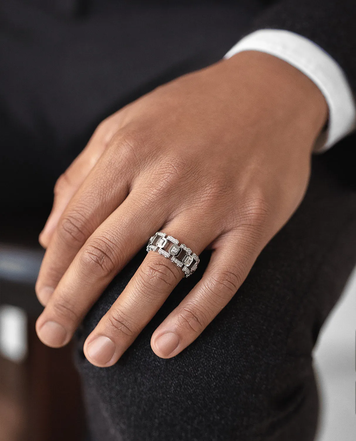 Ready to Ship - LA PAZ Platinum Ring with 1.20ct White Diamonds with Initials