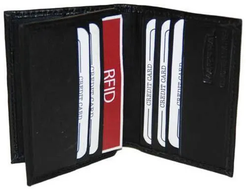 RFID Security Block Safe Leather Credit Card ID Business Card Center Flap Wallet RFID 74 (C)
