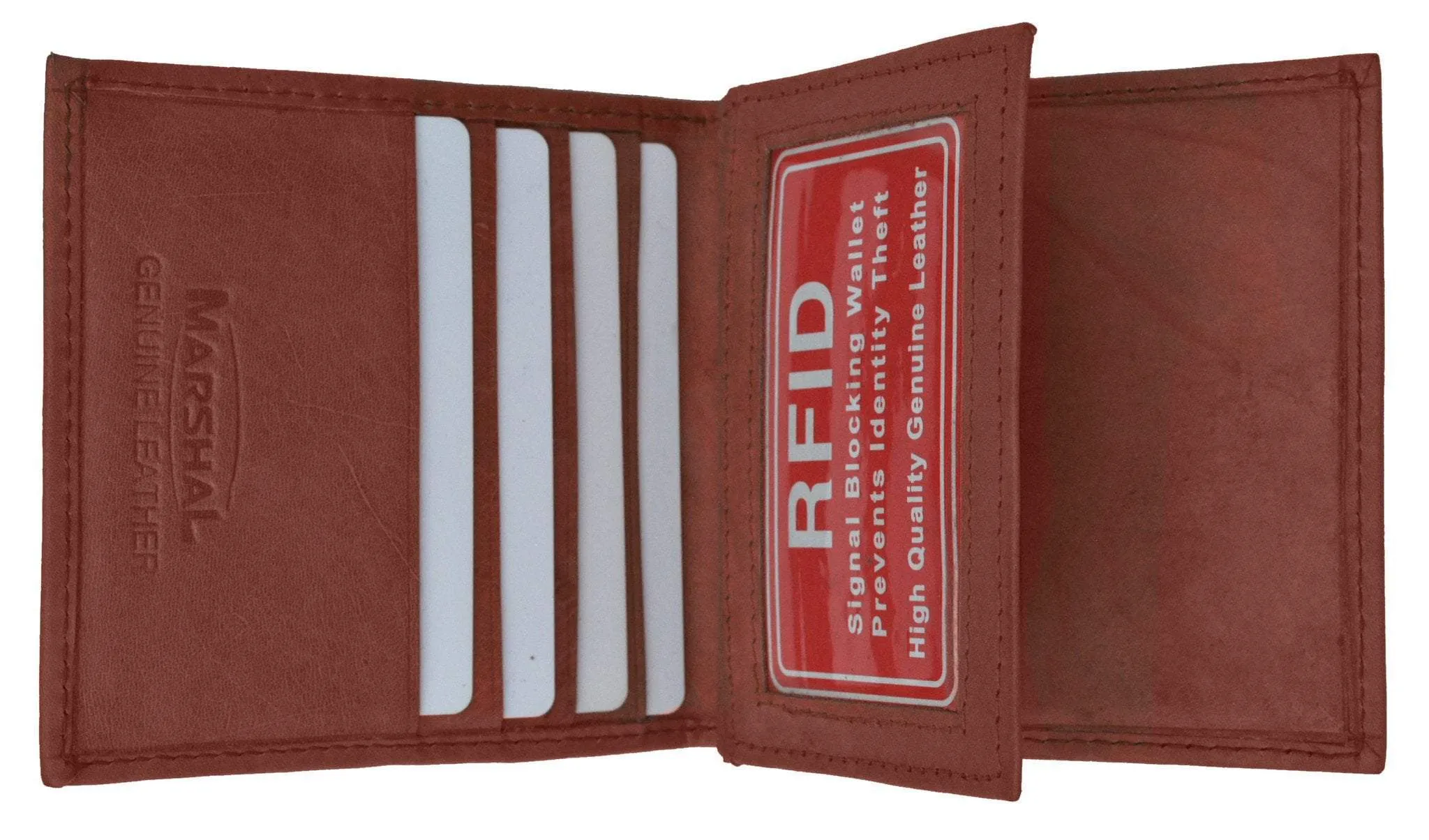 RFID Security Block Safe Leather Credit Card ID Business Card Center Flap Wallet RFID 74 (C)