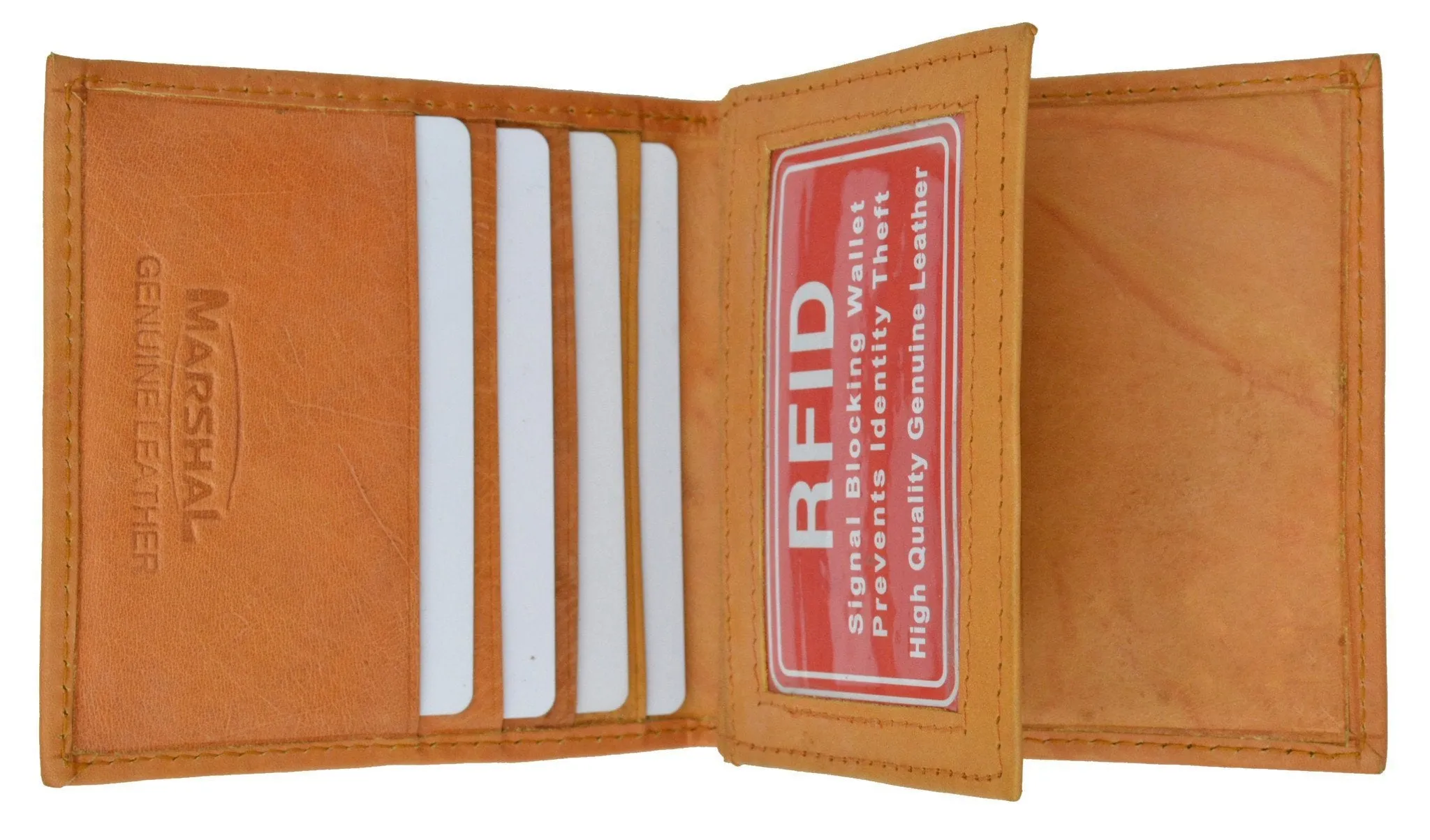RFID Security Block Safe Leather Credit Card ID Business Card Center Flap Wallet RFID 74 (C)